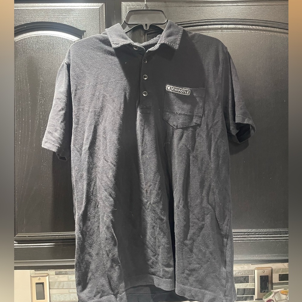 Chipotle Men's Loomstate Black Polo Shirt Top Size L Uniform Work Collectible